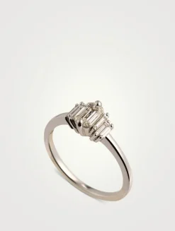 One-Of-A-Kind 14K White Gold Triple Diamond Ring