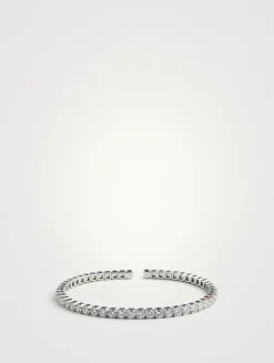 Open Flex 18K White Gold Bangle With Diamonds