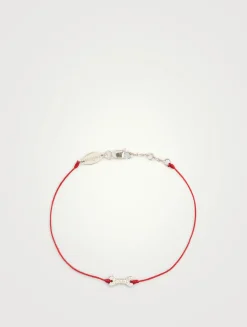 Os 18K White Gold String Bracelet With Pavé Diamonds