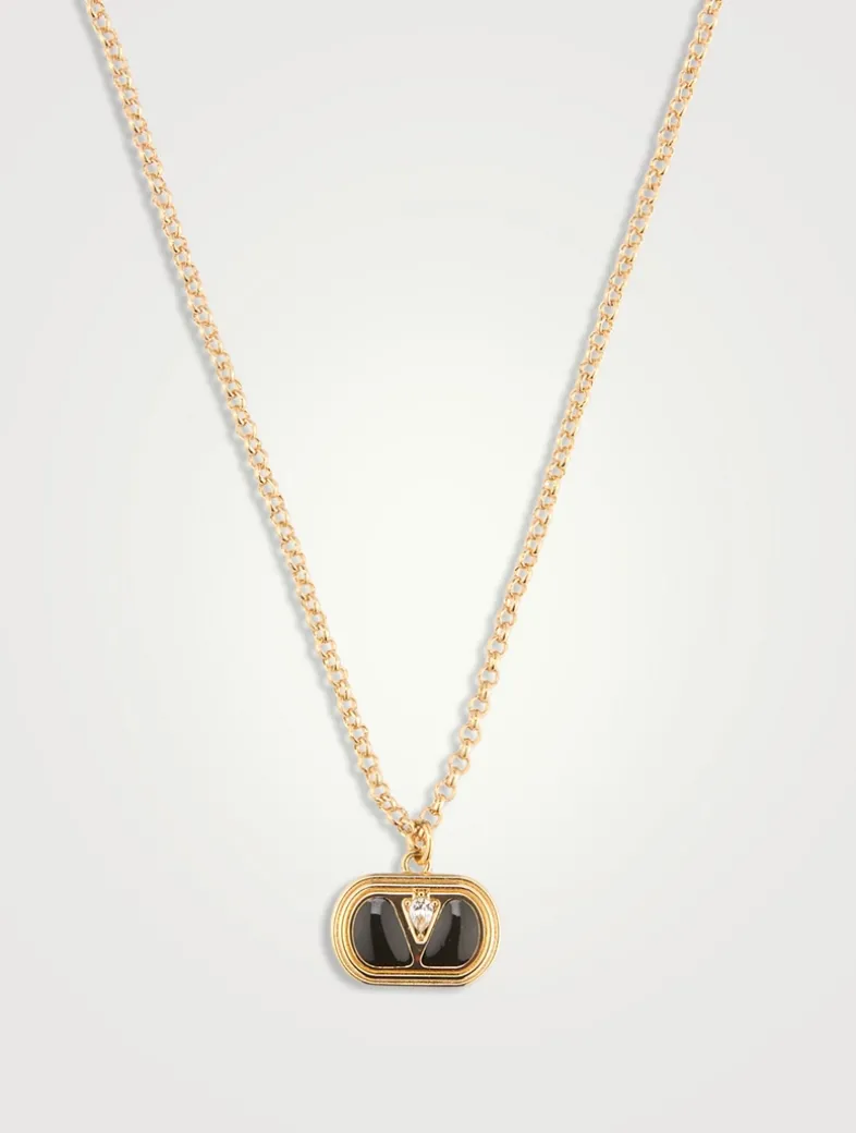 Ovalette Crystal VLogo Necklace