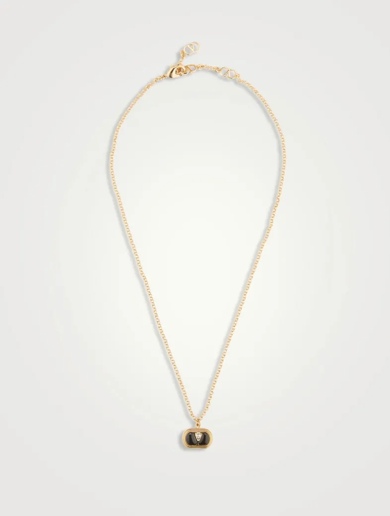 Ovalette Crystal VLogo Necklace