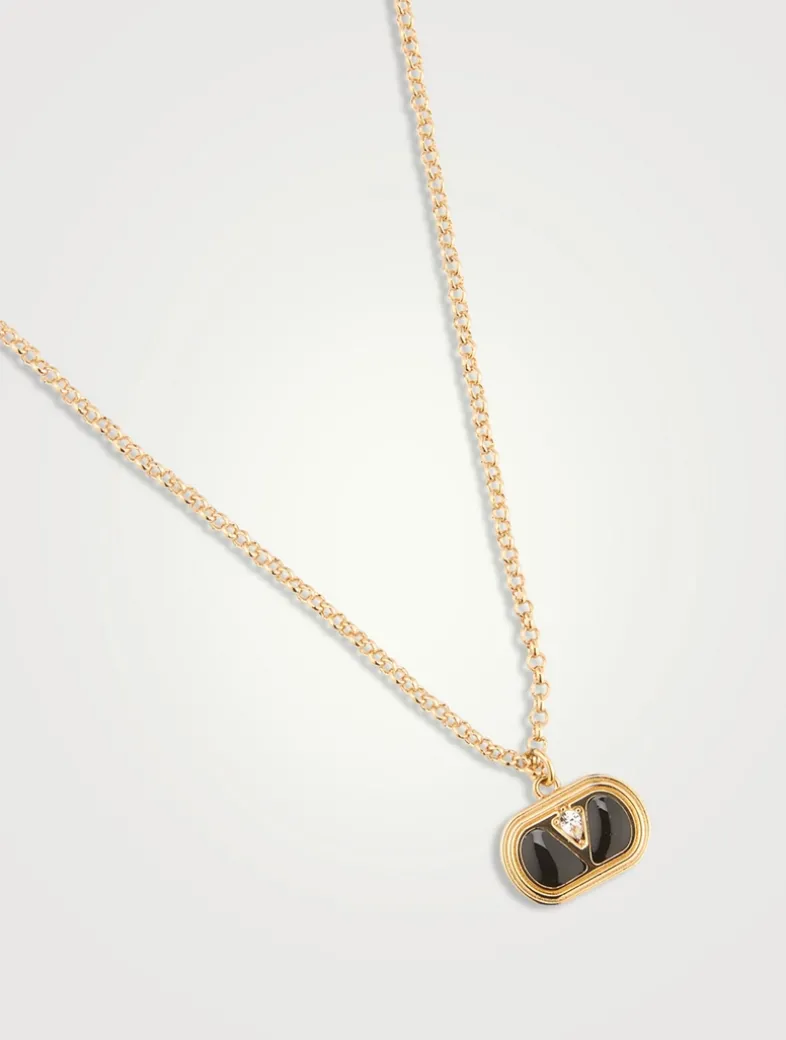 Ovalette Crystal VLogo Necklace