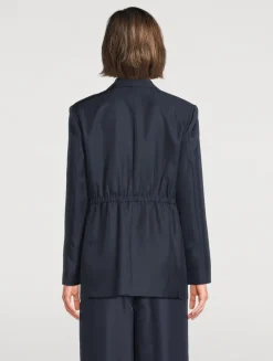 Oversized Cinch Waist Silk Jacket