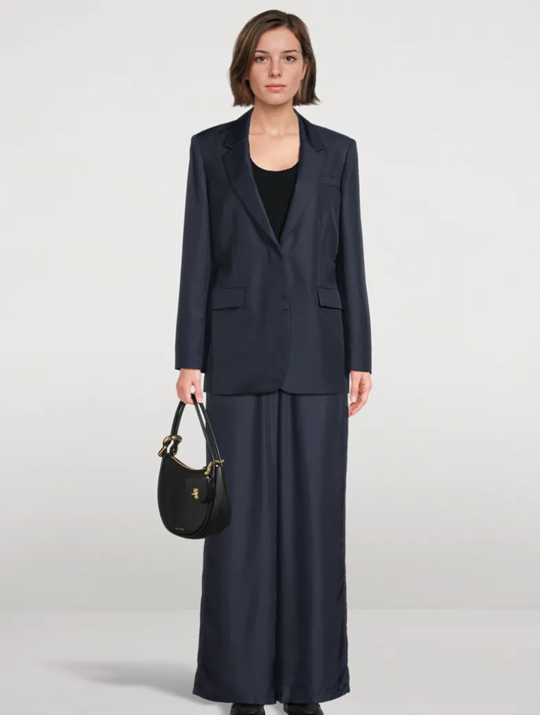 Oversized Cinch Waist Silk Jacket