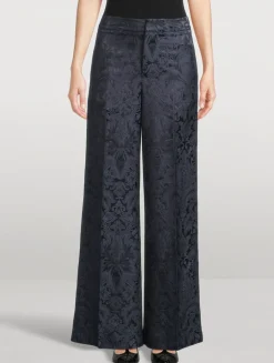 Paisley Jacquard Wide-Leg Trousers