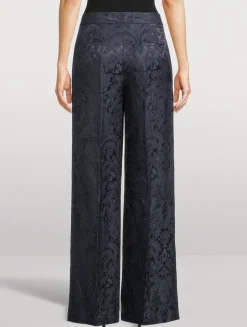 Paisley Jacquard Wide-Leg Trousers