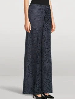 Paisley Jacquard Wide-Leg Trousers