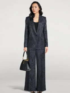 Paisley Jacquard Wide-Leg Trousers