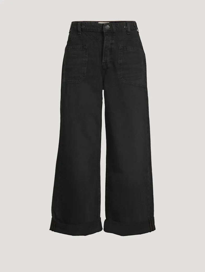 Palmer Cuffed Wide-Leg Jeans