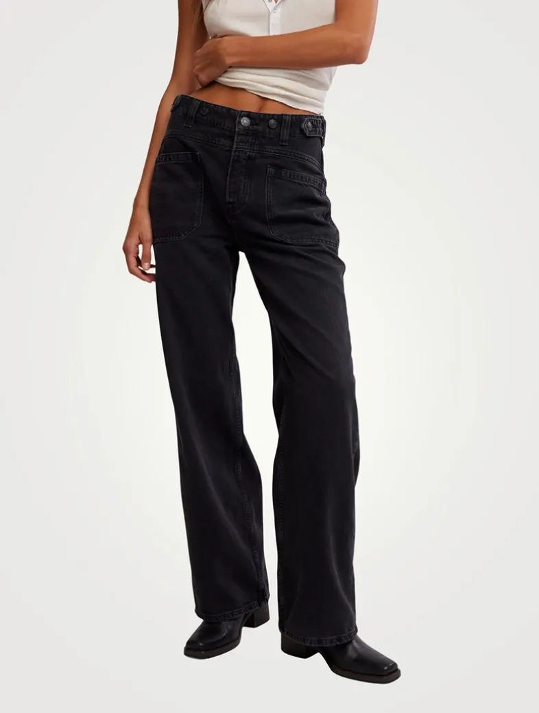 Palmer Cuffed Wide-Leg Jeans
