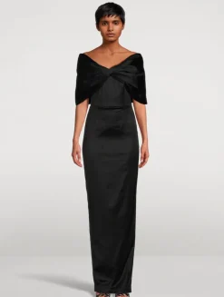 Paloma Twist-Front Satin Gown