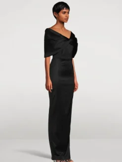 Paloma Twist-Front Satin Gown
