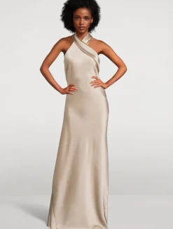 Pandora Satin Halter Gown