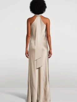 Pandora Satin Halter Gown