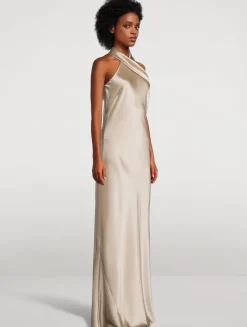 Pandora Satin Halter Gown