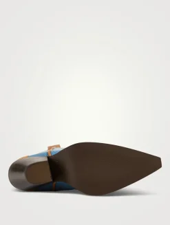 Patchwork Denim And Leather Western Boots