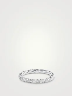Pavé Band Ring In 18k White Gold With Diamonds