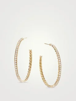 Pavé Hoop Earrings In 18k Yellow Gold With Diamonds
