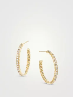Pavé Hoop Earrings In 18k Yellow Gold With Diamonds