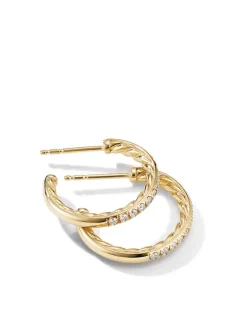 Pavé Hoop Earrings In 18k Yellow Gold With Diamonds
