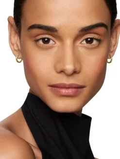 Pavé Huggie Hoop Earrings In 18k Yellow Gold With Diamonds, 13mm