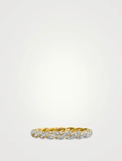 Pavé Petite Band Ring In 18k Yellow Gold With Diamonds, 2.8mm