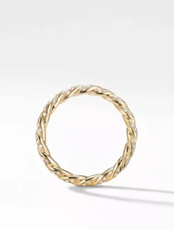 Pavé Petite Band Ring In 18k Yellow Gold With Diamonds, 2.8mm