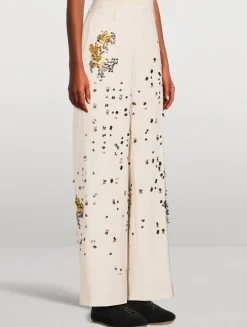 Paxy Embellished Straight-Leg Wool Trousers