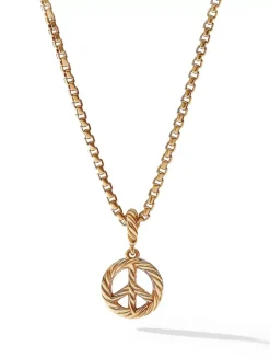 Peace Sign Amulet In 18k Yellow Gold With Pavé Diamonds