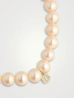 Pearl Beaded Bracelet With 14K Gold Fluted Pavé Diamond Rondelles