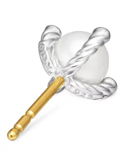 Pearl Stud Earrings In Sterling Silver With Pearls And Diamonds, 7.4mm