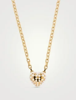 Pearl-Set Heart Pendant Necklace