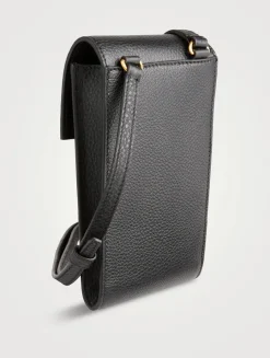 Pebble Grain Leather Crossbody Phone Case
