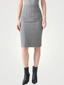 Pencil Skirt In Plaid Print