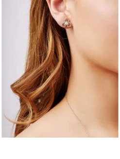 Petal 18K Gold Akoya Pearl Earrings With Diamonds