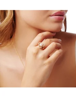Petal 18K Gold Akoya Pearl And Diamond Ring