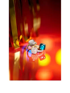 Petit Nudo 18K Rose And White Gold Ring With White Topaz And Diamonds