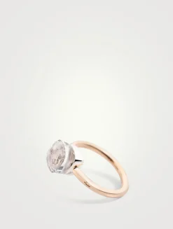 Petit Nudo 18K Rose And White Gold Ring With White Topaz