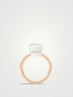 Petit Nudo 18K Rose And White Gold Ring With White Topaz