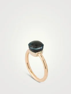 Petit Nudo 18K Rose And White Gold Ring With London Blue Topaz