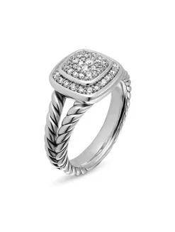 Petite Albion® Ring In Sterling Silver With Pavé Diamonds