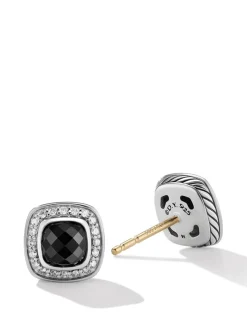 Petite Albion® Stud Earrings With Blue Topaz And Pavé Diamonds