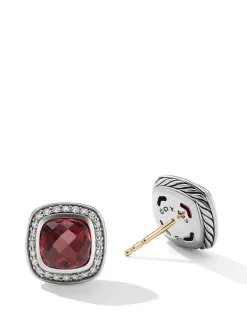 Petite Albion® Stud Earrings With Blue Topaz And Pavé Diamonds