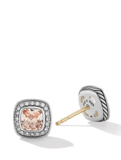 Petite Albion® Stud Earrings With Blue Topaz And Pavé Diamonds