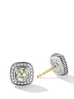 Petite Albion® Stud Earrings With Blue Topaz And Pavé Diamonds
