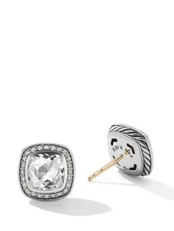 Petite Albion® Stud Earrings With Blue Topaz And Pavé Diamonds