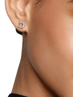 Petite Chatelaine® Pavé Bezel Stud Earrings In Sterling Silver With Morganite And Diamonds, 5mm