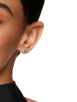 Petite Chatelaine® Pavé Bezel Stud Earrings In Sterling Silver With Peridot And Diamonds, 5mm