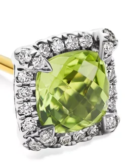 Petite Chatelaine® Pavé Bezel Stud Earrings In Sterling Silver With Peridot And Diamonds, 5mm