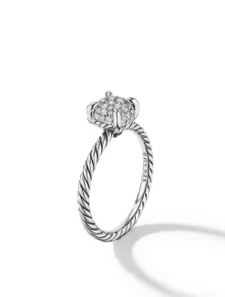 Petite Chatelaine® Ring In Sterling Silver With Pavé Diamonds, 7mm
